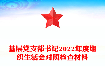 基层党支部书记2022年度组织生活会对照检查材料