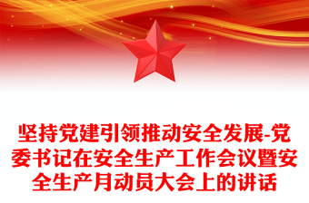 坚持党建引领推动安全发展-党委书记在安全生产工作会议暨安全生产月动员大会上的讲话