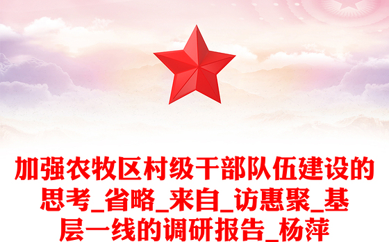 加强农牧区村级干部队伍建设的思考_省略_来自_访惠聚_基层一线的调研报告_杨萍