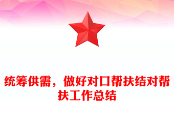 统筹供需，做好对口帮扶结对帮扶工作总结