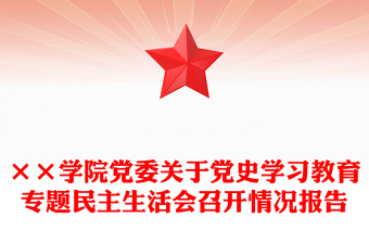 ××学院党委关于党史学习教育专题民主生活会召开情况报告