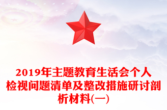 2019年主题教育生活会个人检视问题清单及整改措施研讨剖析材料(一)