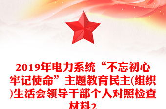 2019年电力系统“不忘初心牢记使命”主题教育民主(组织)生活会领导干部个人对照检查材料2