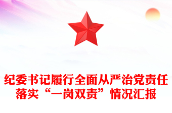 纪委书记履行全面从严治党责任落实“一岗双责”情况汇报