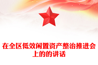 2021年在全区低效闲置资产整治推进会上的的讲话