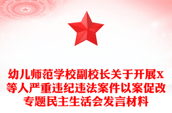 幼儿师范学校副校长关于开展X等人严重违纪违法案件以案促改专题民主生活会发言材料