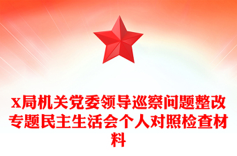X局机关党委领导巡察问题整改专题民主生活会个人对照检查材料