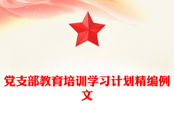 党支部教育培训学习计划精编例文