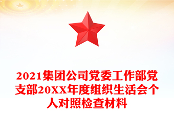2021集团公司党委工作部党支部20XX年度组织生活会个人对照检查材料
