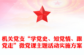 机关党支“学党史、知党情、跟党走”微党课主题活动实施方案