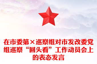 在市委第×巡察组对市发改委党组巡察“回头看”工作动员会上的表态发言