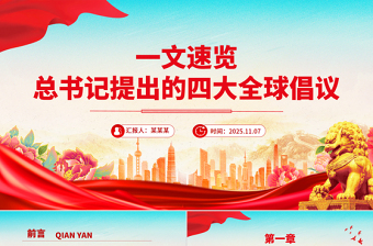 大气精美一文速览总书记提出的四大全球倡议PPT党课