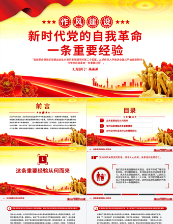 精美大气新时代党的自我革命一条重要经验PPT作风建设党课下载