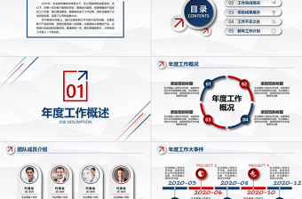 时尚精美红蓝撞色2026工作总结年终汇报新年计划PPT模板